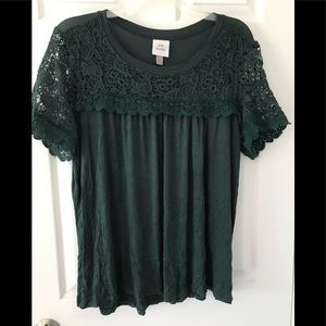 Knox Rose Green Tee With Lace Details Women’s XXL